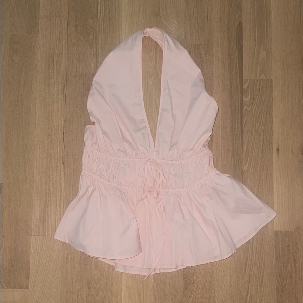 H&M Light Pink Halter Peplum Top